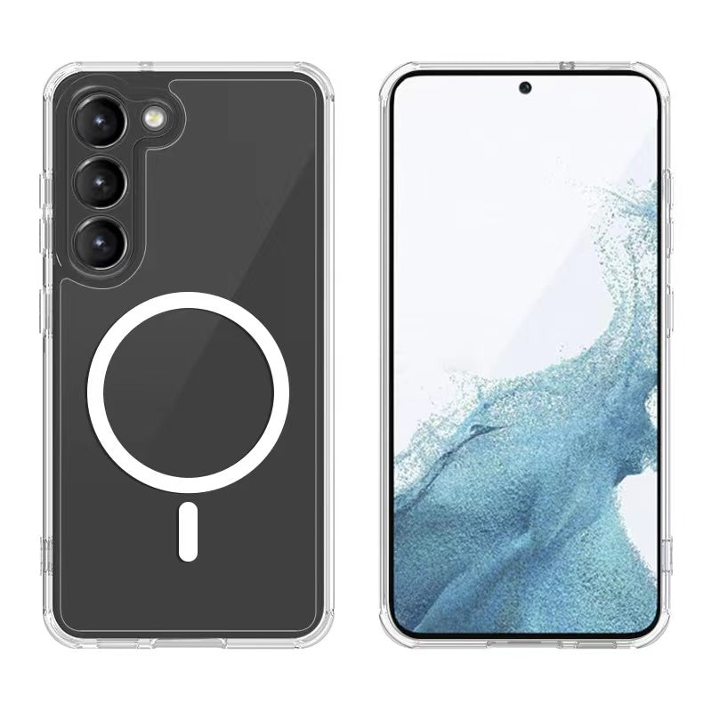 Galaxy S22 Plus Kılıf M-safe Şarj Özellikli Şeffaf Sert PC Zore Embos Kapak Renksiz