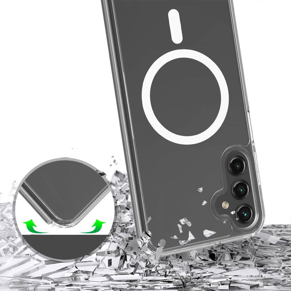 Galaxy S23 FE Kılıf M-safe Şarj Özellikli Şeffaf Sert PC Zore Embos Kapak Renksiz