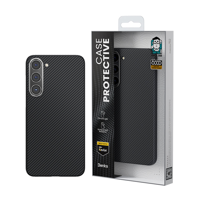 Galaxy S23 Kılıf Benks Magsafe Şarj Özellikli Magnetik ArmorAir 600D Kevlar Fiber Kapak Siyah