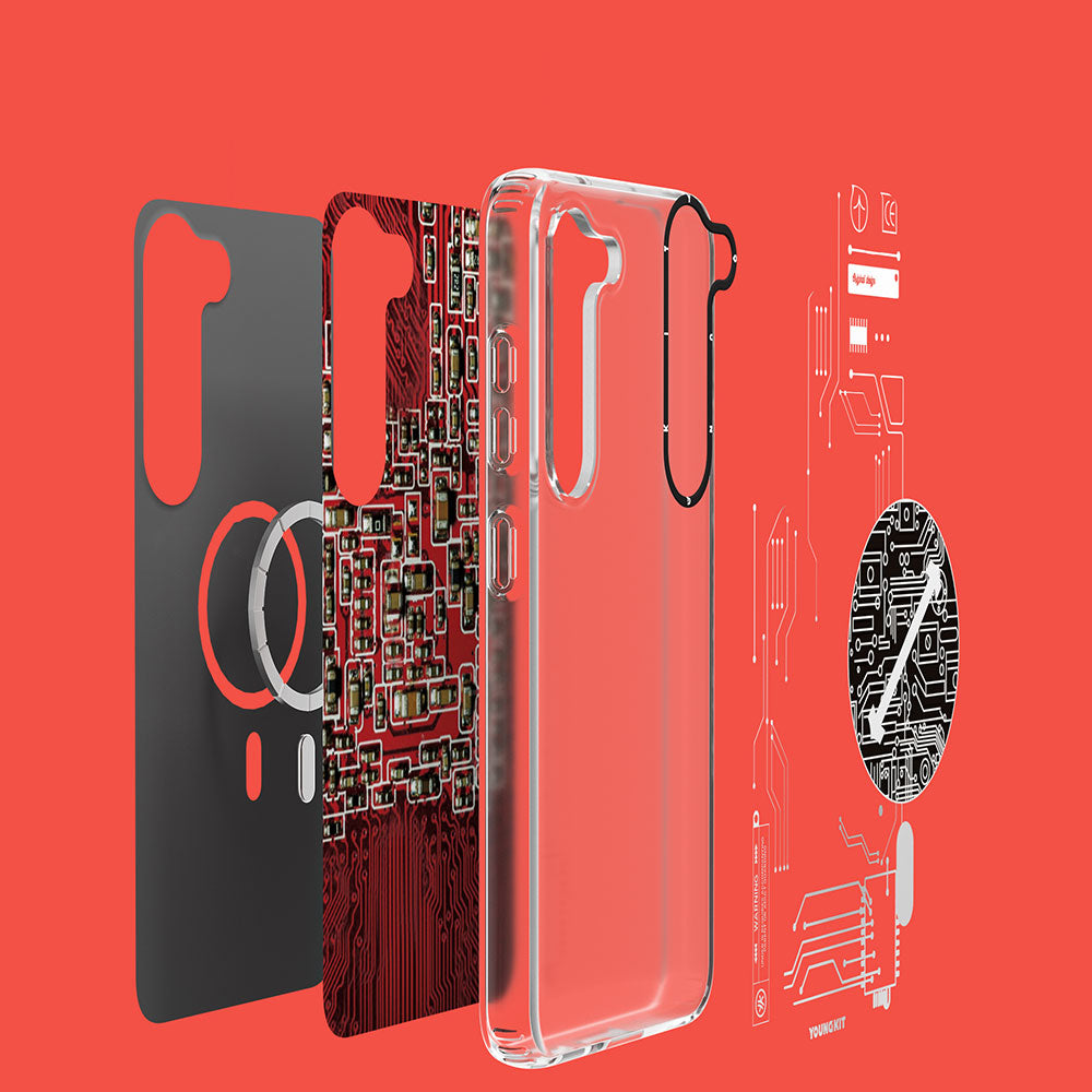 Galaxy S23 Kılıf Magsafe Şarj Özellikli YoungKit Technology Serisi Kapak Mavi