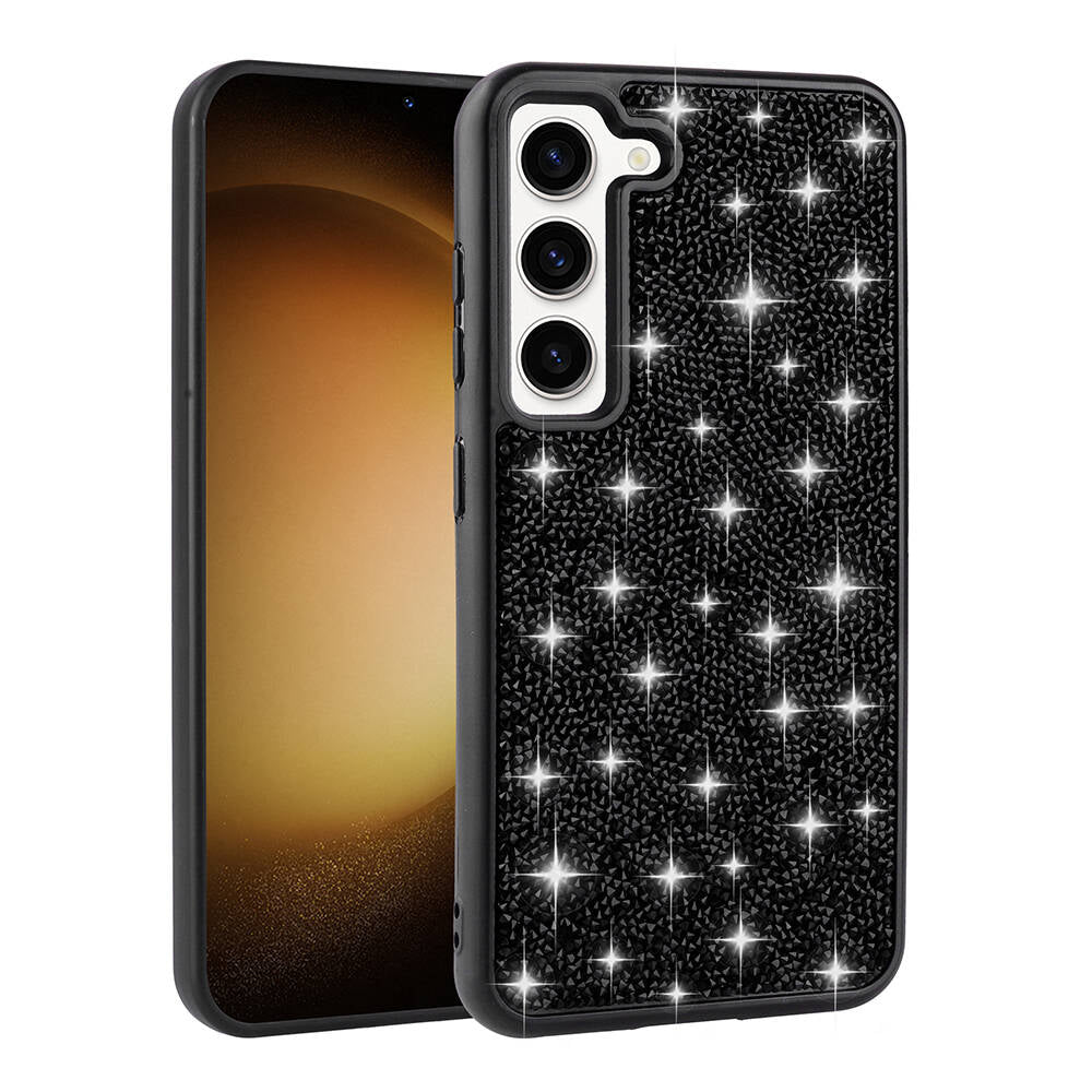 Galaxy S23 Kılıf Parlak Taşlı Tasarım Zore Pırlanta Kapak Siyah