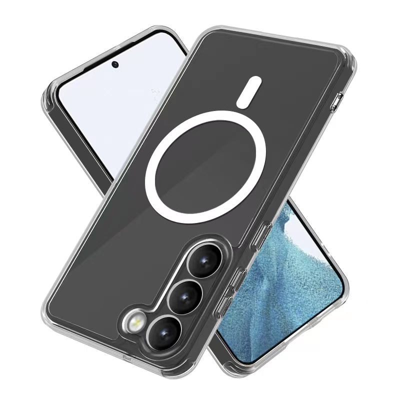 Galaxy S23 Plus Kılıf M-safe Şarj Özellikli Şeffaf Sert PC Zore Embos Kapak Renksiz