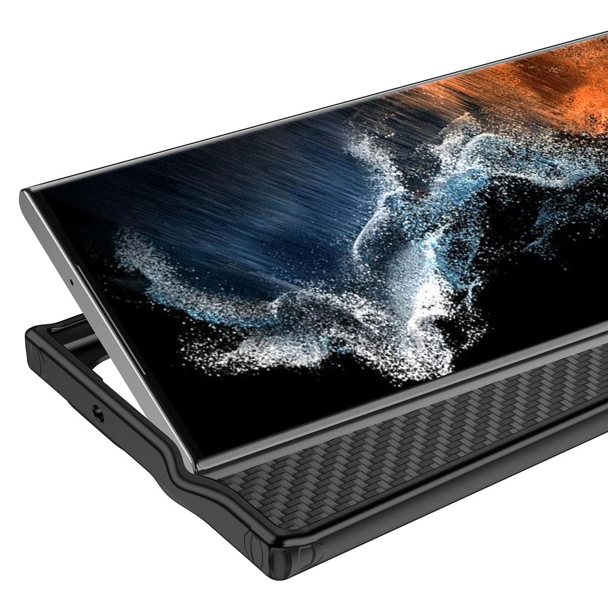 Galaxy S23 Ultra Kılıf Aramid Karbon Fiber Magsafe Özellikli Wlons Radison Kapak Siyah