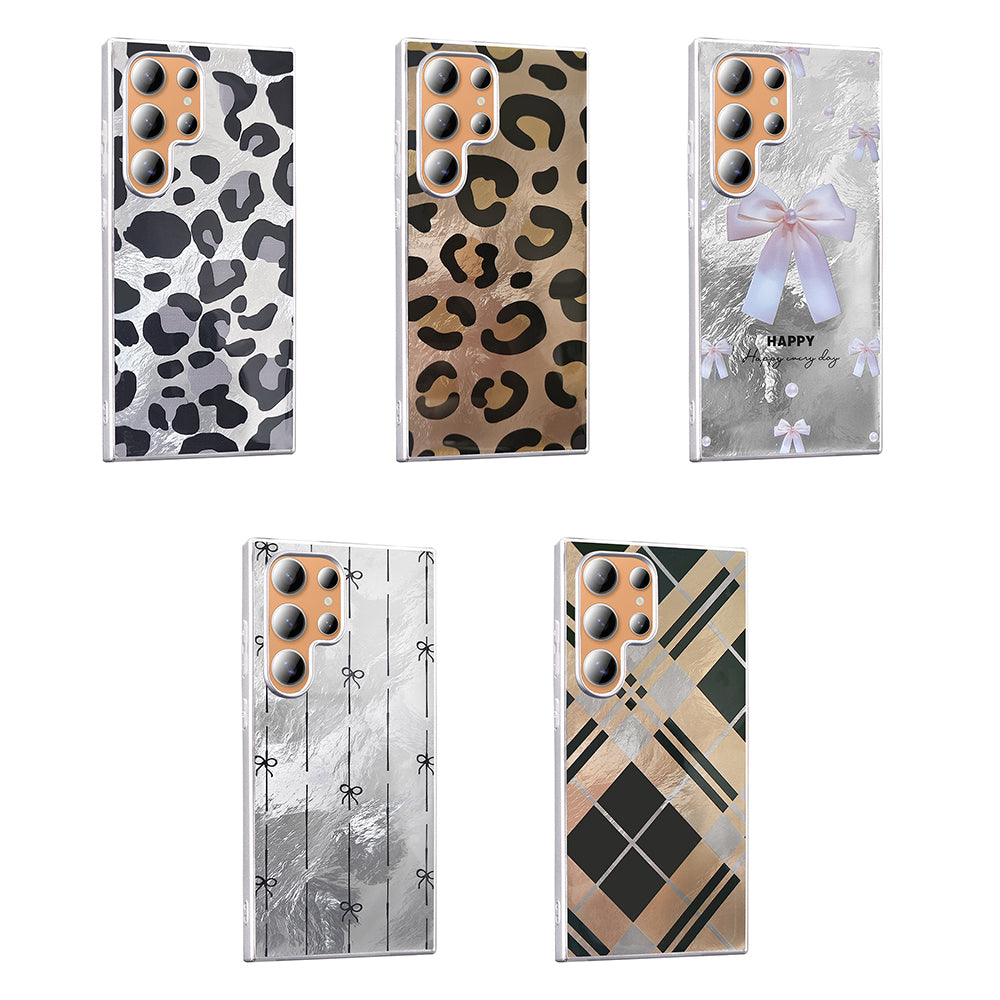 Galaxy S23 Ultra Kılıf Desenli Zore Mep Kapak Gri Leopar