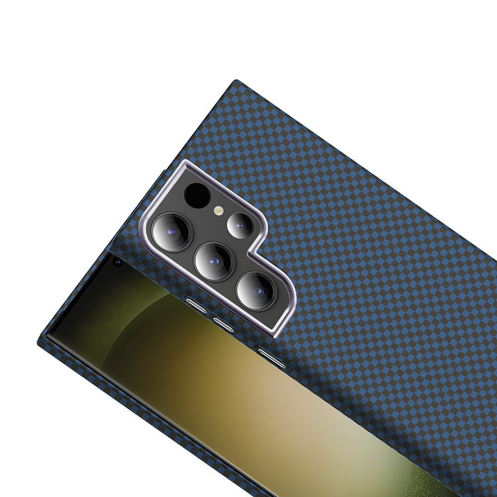 Galaxy S23 Ultra Kılıf M-safe Şarj Özellikli Karbon Fiber Görünümlü Zore Gros Kapak Siyah