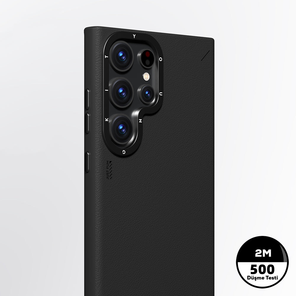 Galaxy S23 Ultra Kılıf M-safe Şarj Özellikli Basit Mat Deri Desenli Youngkit Tech Fashion Serisi Kapak Kahverengi