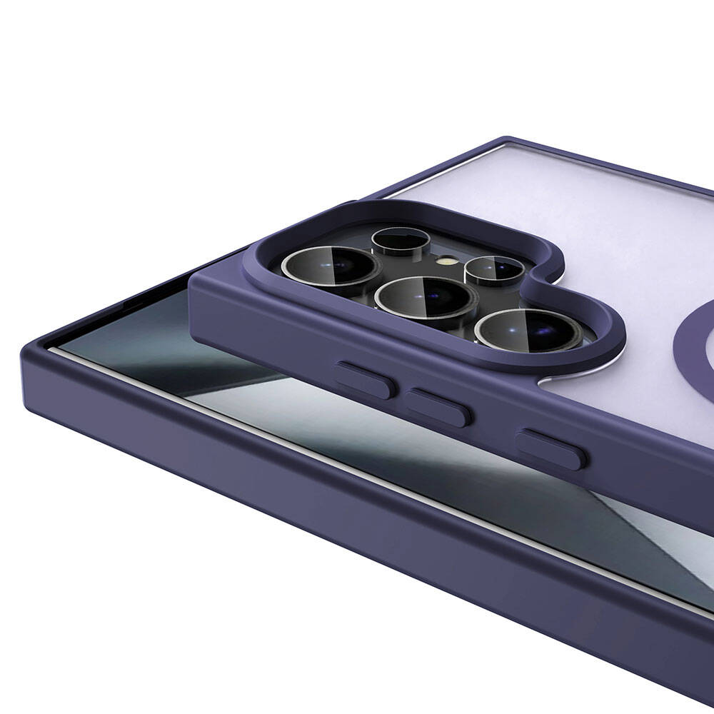 Galaxy S23 Ultra Kılıf M-safe Şarj Özellikli Mat Arka Yüzey Zore Sio Kapak Lacivert