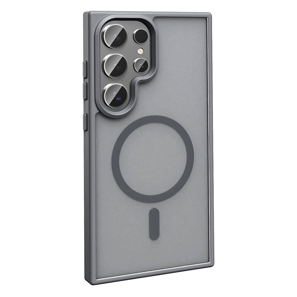 Galaxy S23 Ultra Kılıf M-safe Şarj Özellikli Mat Arka Yüzey Zore Sio Kapak Koyu Yeşil