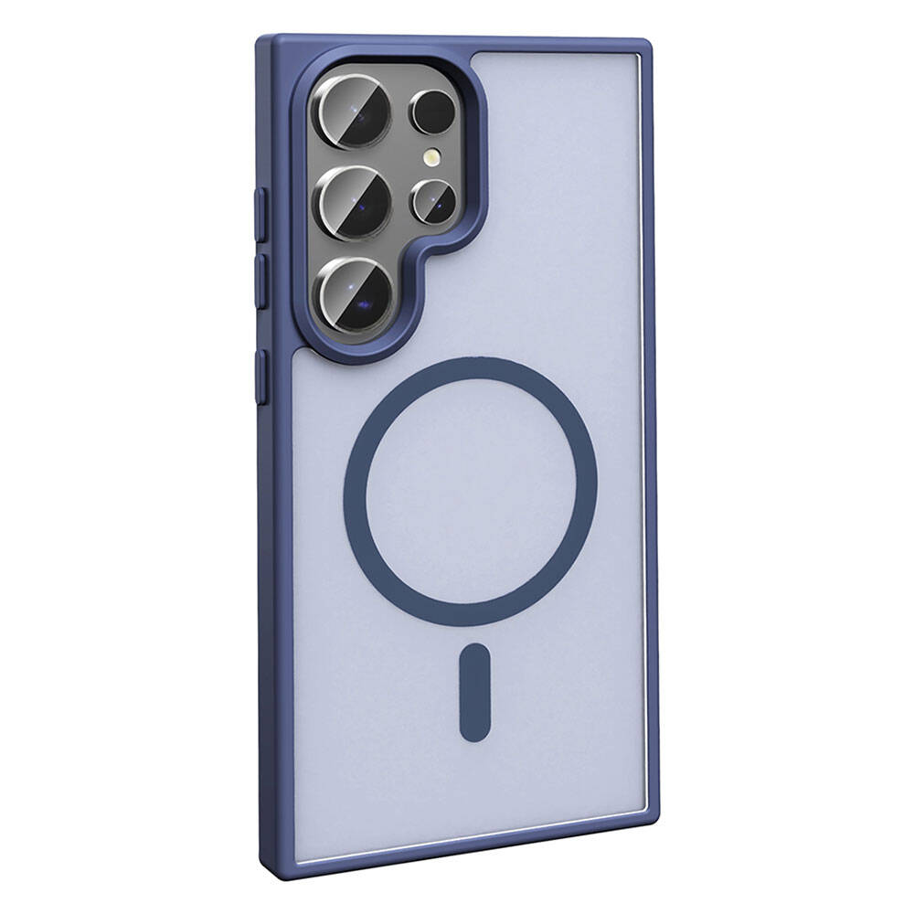 Galaxy S23 Ultra Kılıf M-safe Şarj Özellikli Mat Arka Yüzey Zore Sio Kapak Koyu Mor