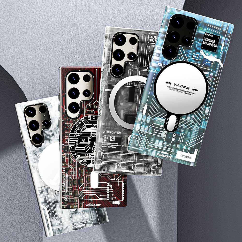 Galaxy S23 Ultra Kılıf Magsafe Şarj Özellikli YoungKit Technology Serisi Kapak Beyaz