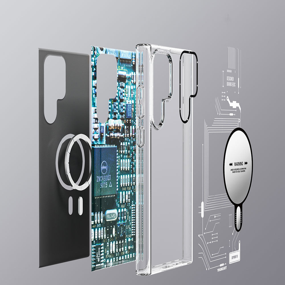 Galaxy S23 Ultra Kılıf Magsafe Şarj Özellikli YoungKit Technology Serisi Kapak Mavi