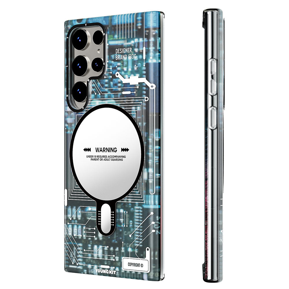 Galaxy S23 Ultra Kılıf Magsafe Şarj Özellikli YoungKit Technology Serisi Kapak Mavi