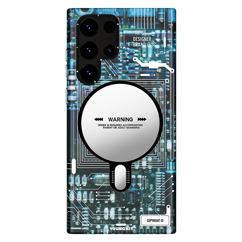 Galaxy S23 Ultra Kılıf Magsafe Şarj Özellikli YoungKit Technology Serisi Kapak Mavi