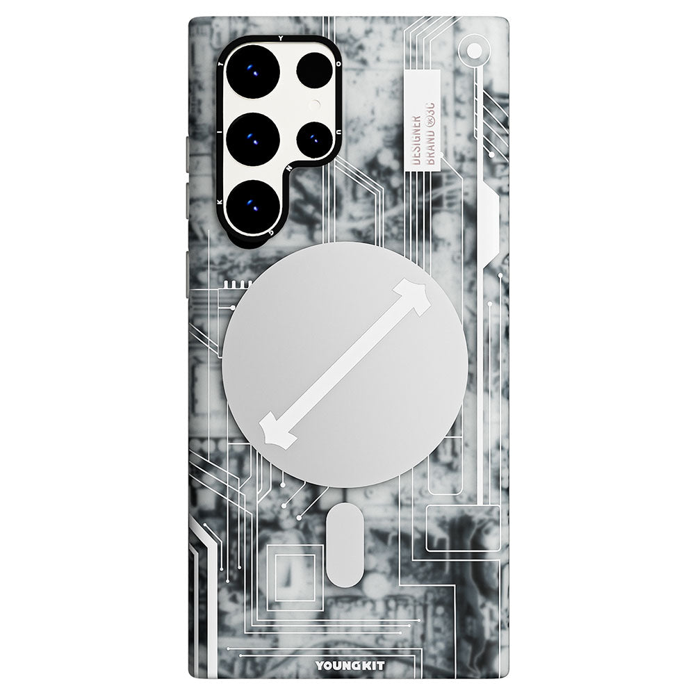 Galaxy S23 Ultra Kılıf Magsafe Şarj Özellikli YoungKit Technology Serisi Kapak Beyaz
