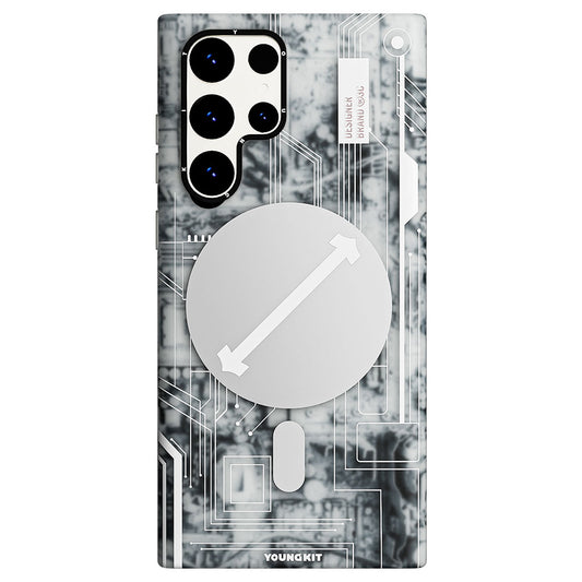Galaxy S23 Ultra Kılıf Magsafe Şarj Özellikli YoungKit Technology Serisi Kapak Beyaz