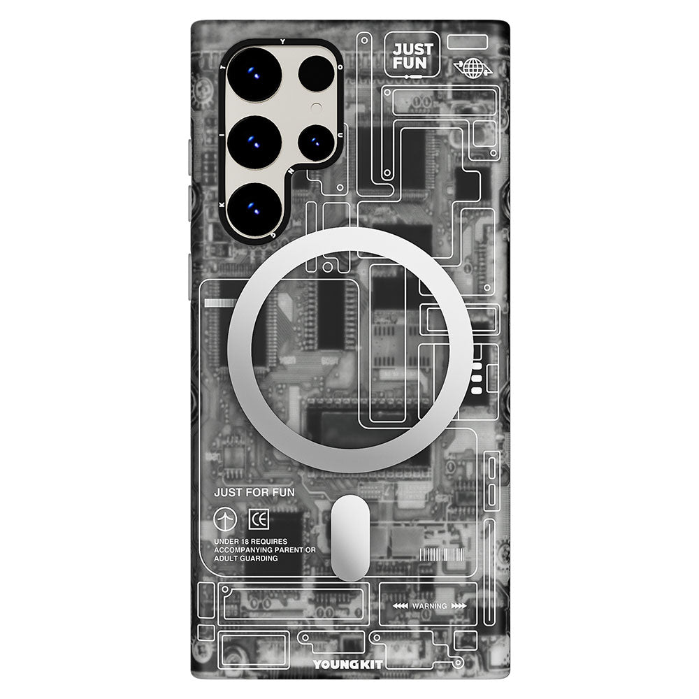 Galaxy S23 Ultra Kılıf Magsafe Şarj Özellikli YoungKit Technology Serisi Kapak Siyah