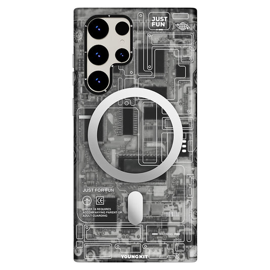 Galaxy S23 Ultra Kılıf Magsafe Şarj Özellikli YoungKit Technology Serisi Kapak Siyah