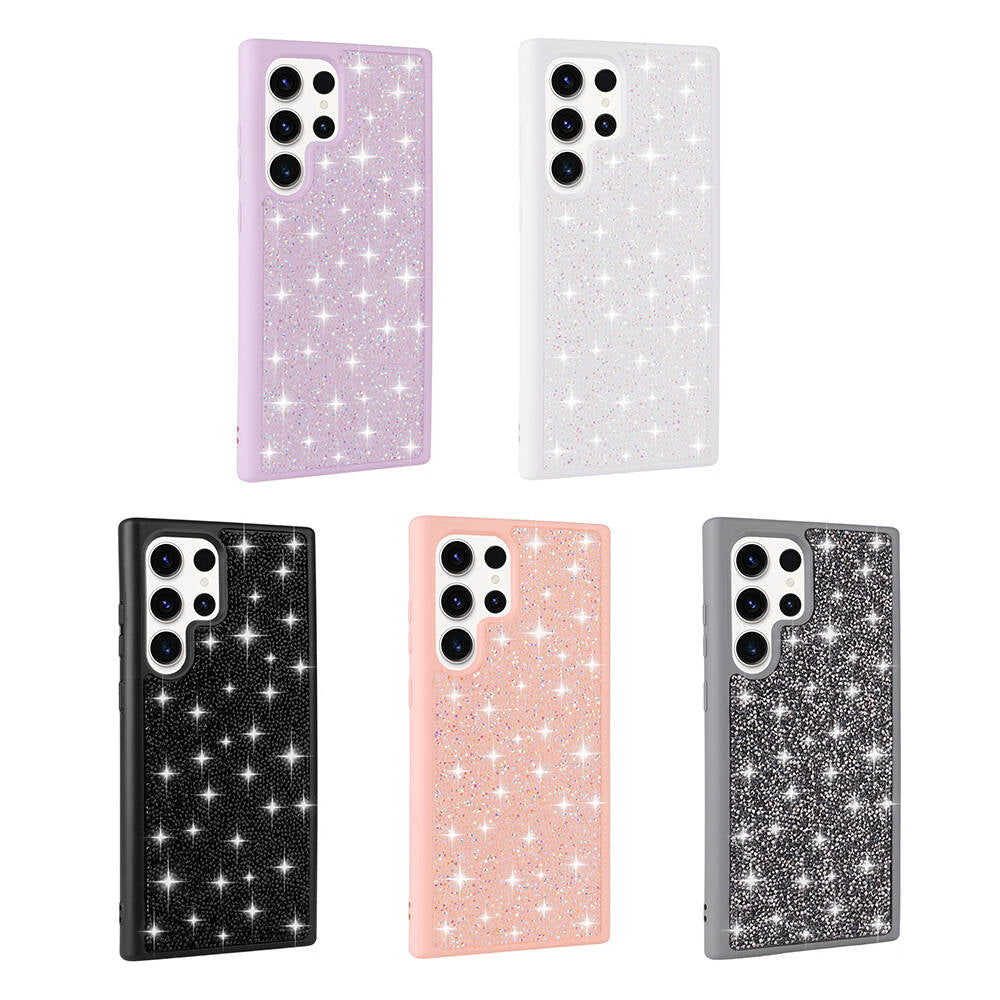 Galaxy S23 Ultra Kılıf Parlak Taşlı Tasarım Zore Pırlanta Kapak Siyah