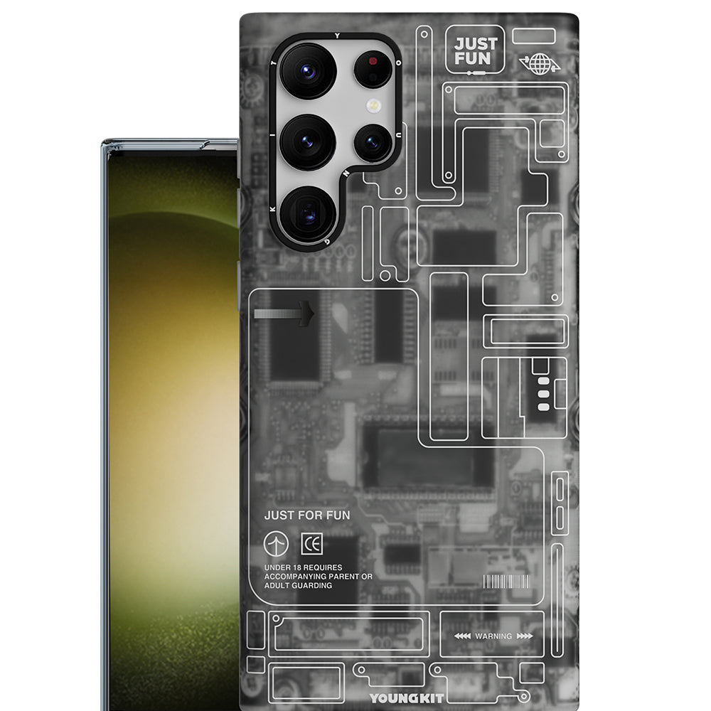 Galaxy S23 Ultra Kılıf YoungKit Technology Serisi Kapak Beyaz