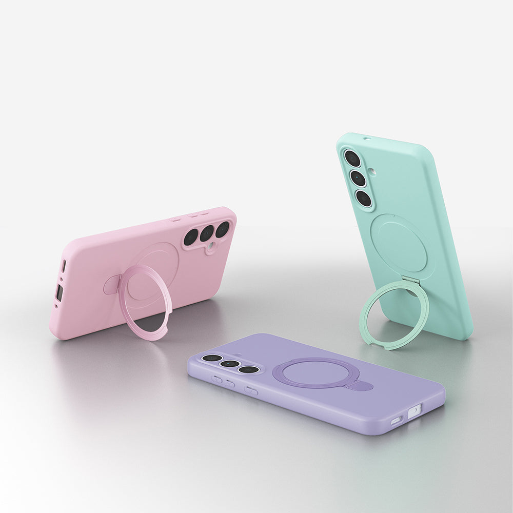 Galaxy S24 FE Kılıf M-safe Şarj Özellikli Standlı Zore Samara Kapak Desert Gold