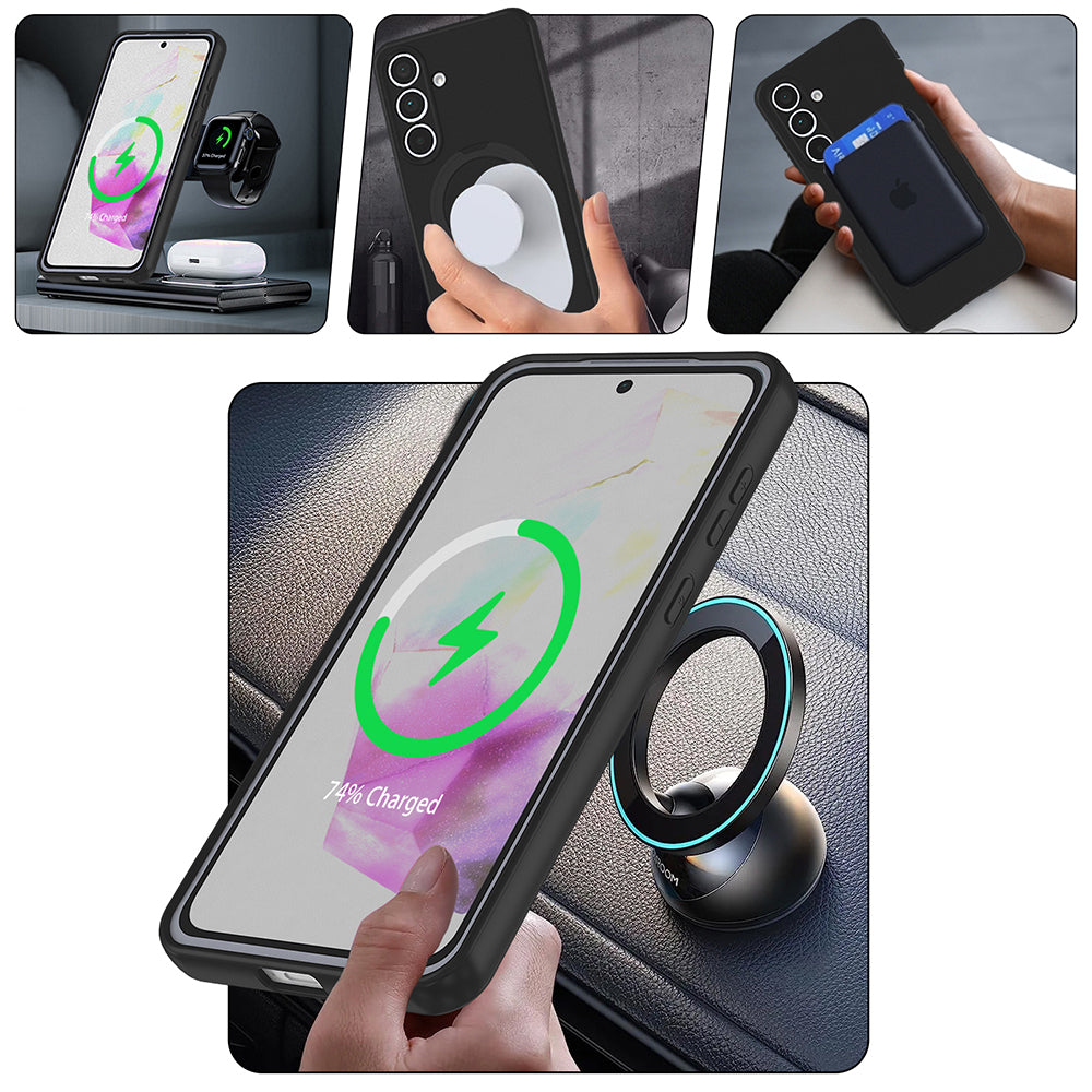 Galaxy S24 FE Kılıf M-safe Şarj Özellikli Standlı Zore Samara Kapak Desert Gold