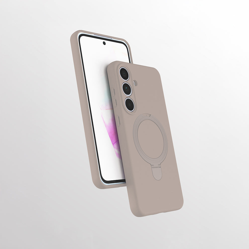 Galaxy S24 FE Kılıf M-safe Şarj Özellikli Standlı Zore Samara Kapak Titanyum-Gri