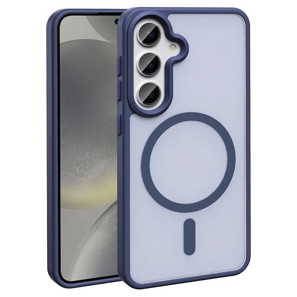 Galaxy S24 FE Kılıf M-safe Şarj Özellikli Mat Arka Yüzey Zore Sio Kapak Lacivert