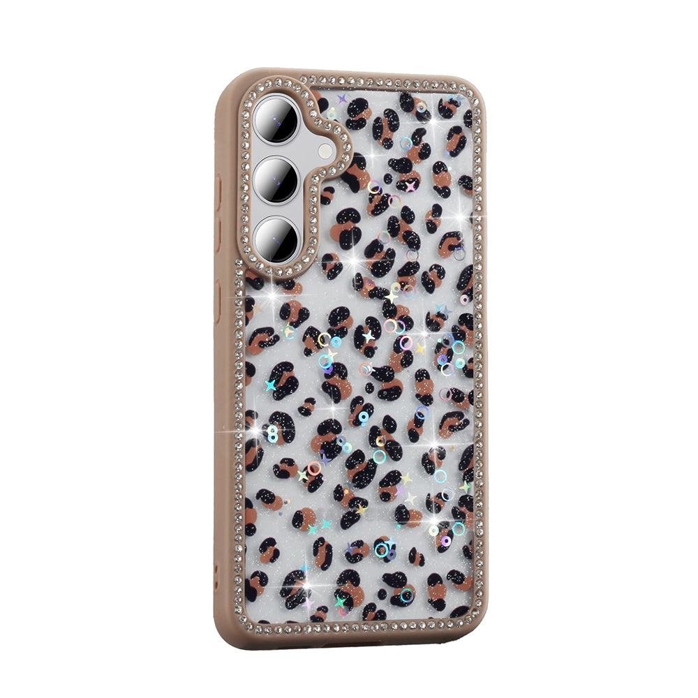 Galaxy S24 FE Kılıf Taşlı ve Simli Tasarım Zore Azra Kapak Pembe