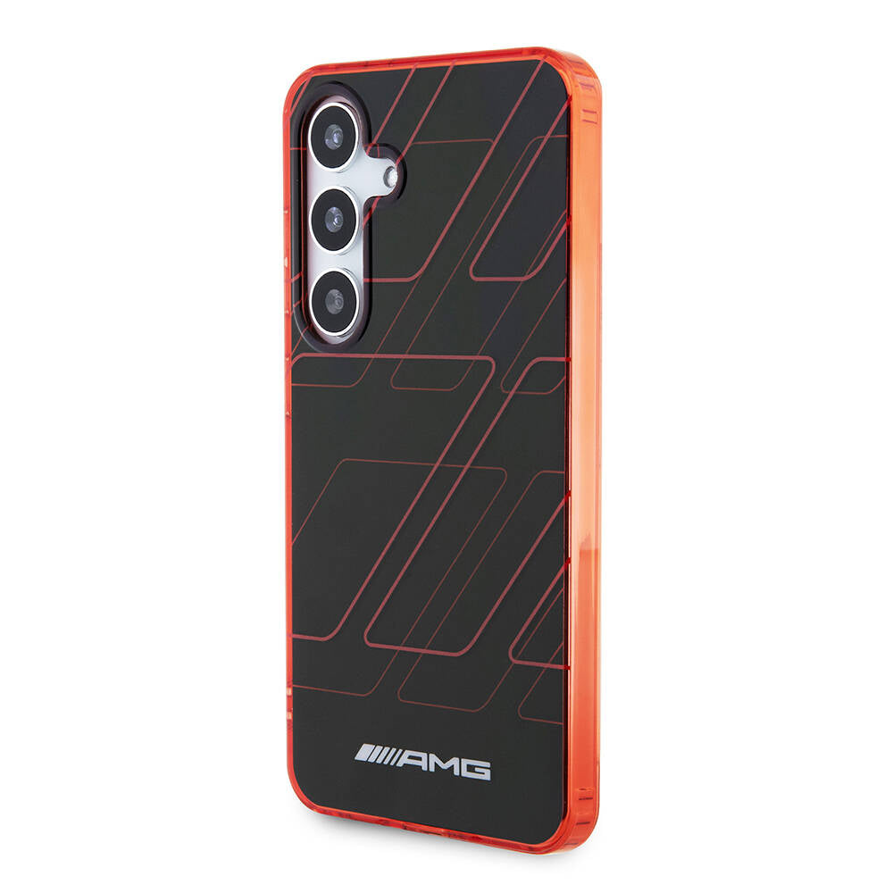 Galaxy S24 Kılıf AMG Orjinal Lisanslı Çift Katmanlı Dörtgen Desenli Kapak Siyah