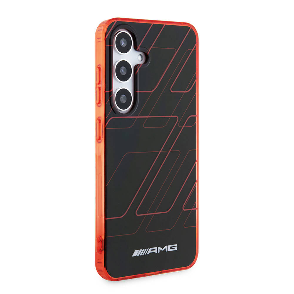 Galaxy S24 Kılıf AMG Orjinal Lisanslı Çift Katmanlı Dörtgen Desenli Kapak Siyah