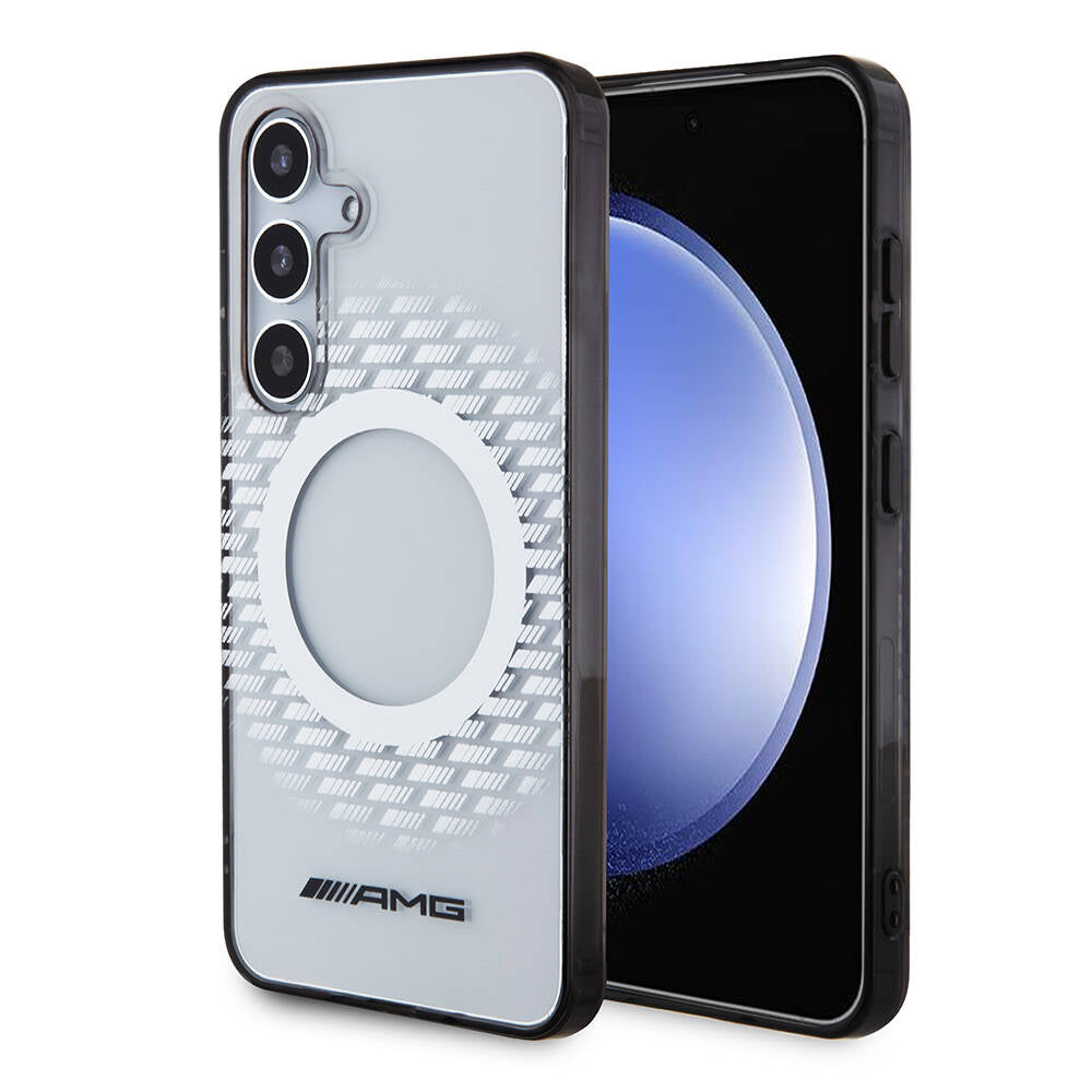 Galaxy S24 Kılıf AMG Orjinal Lisanslı Magsafe Şarj Özellikli Eşkenar Dörtgen Desenli Transparan Kapak Renksiz
