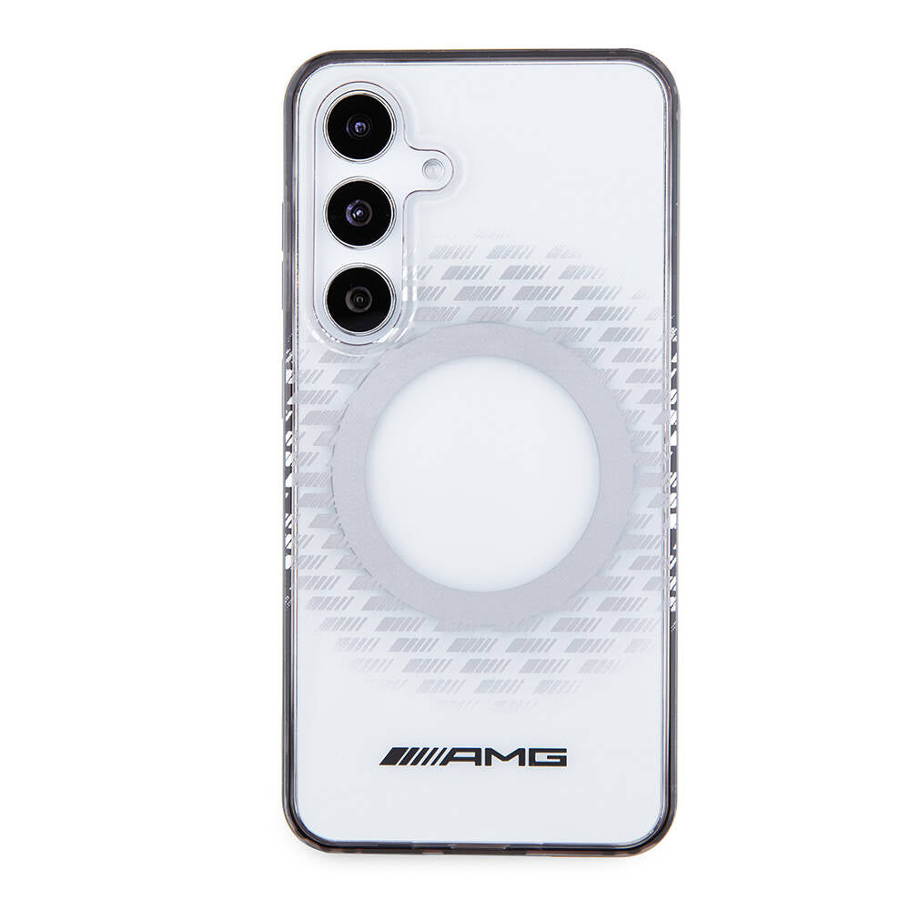 Galaxy S24 Kılıf AMG Orjinal Lisanslı Magsafe Şarj Özellikli Eşkenar Dörtgen Desenli Transparan Kapak Renksiz