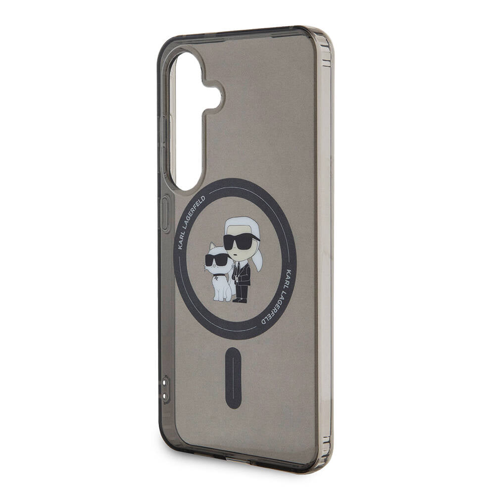 Galaxy S24 Kılıf Karl Lagerfeld Orjinal Lisanslı Magsafe Şarj Özellikli Karl & Choupette IML Baskılı Kapak Siyah