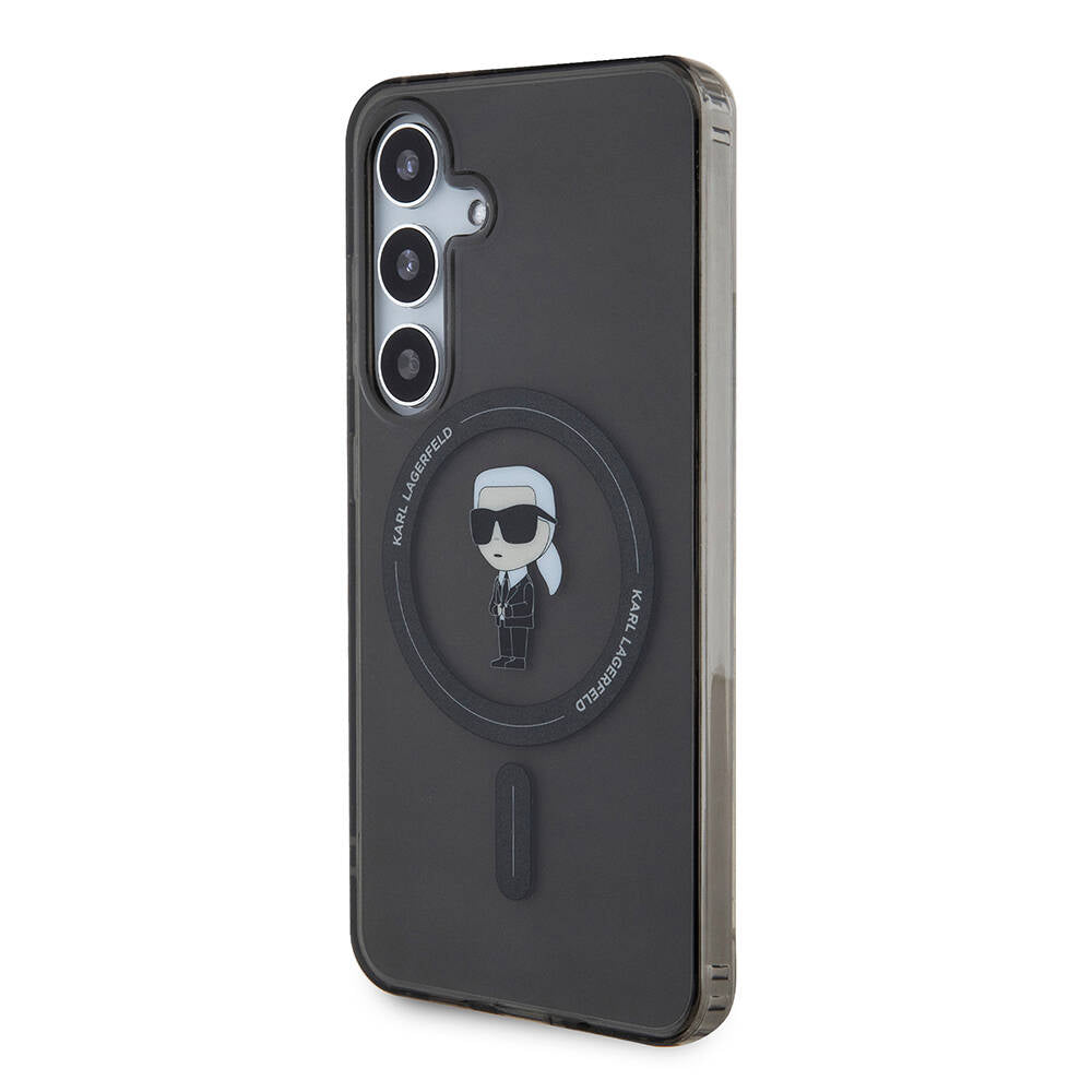 Galaxy S24 Kılıf Karl Lagerfeld Orjinal Lisanslı Magsafe Şarj Özellikli Karl Head IML Baskılı Kapak Siyah