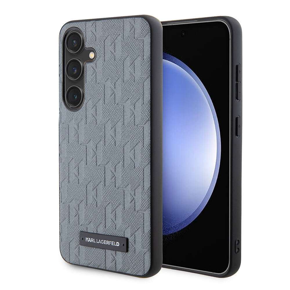 Galaxy S24 Kılıf Karl Lagerfeld Orjinal Lisanslı Saffiano Monogram Metal Logo Kapak Siyah