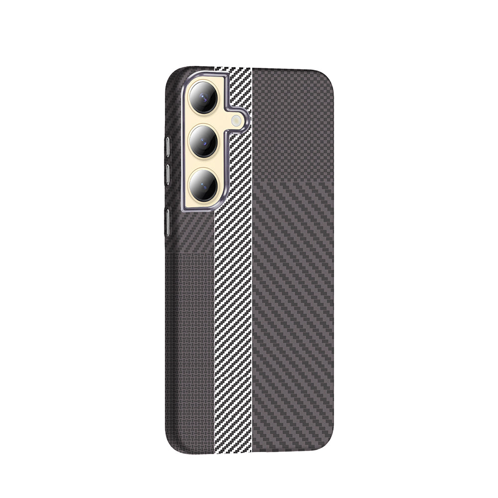 Galaxy S24 Kılıf M-safe Şarj Özellikli Karbon Fiber Görünümlü Zore Gros Kapak Siyah