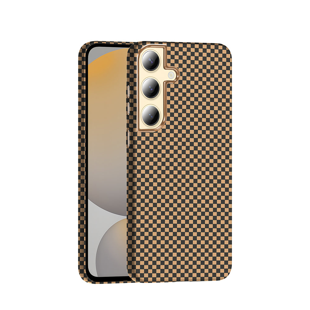 Galaxy S24 Kılıf M-safe Şarj Özellikli Karbon Fiber Görünümlü Zore Gros Kapak Desert Titanyum