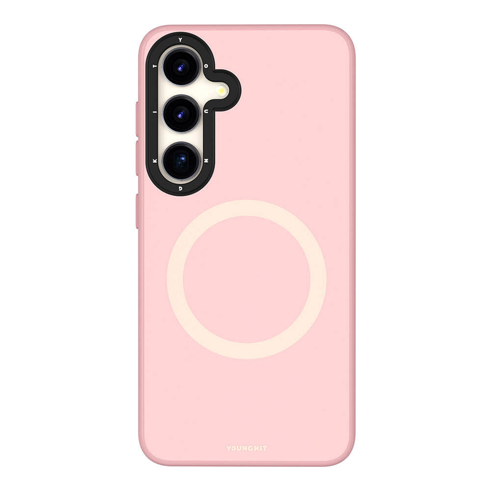 Galaxy S24 Kılıf Magsafe Şarj Özellikli Çizilmeye Ve Aşınmaya Dayanıklı Youngkit Velvet Serisi Kapak Pembe