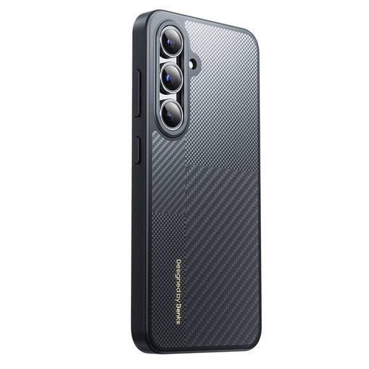 Galaxy S24 Kılıf Magsafe Şarj Özellikli Karbon Fiber Benks Montage Hybrid ArmorPro Kevlar Kapak Siyah