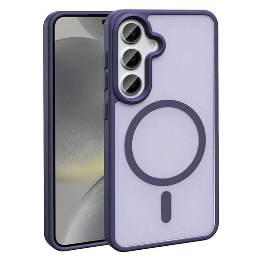 Galaxy S24 Kılıf M-safe Şarj Özellikli Mat Arka Yüzey Zore Sio Kapak Koyu Mor