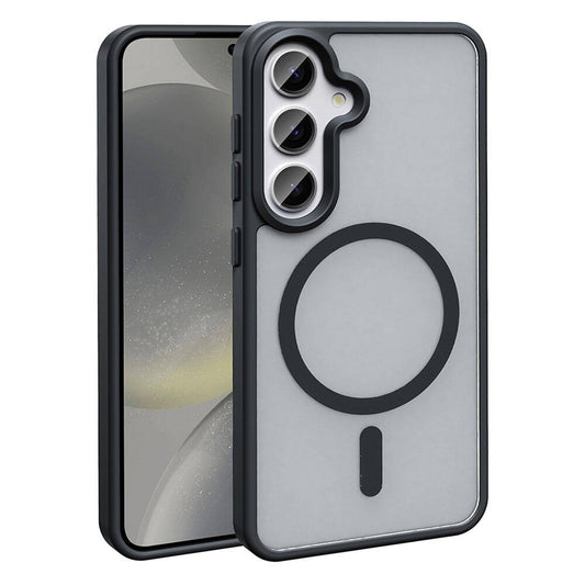 Galaxy S24 Kılıf M-safe Şarj Özellikli Mat Arka Yüzey Zore Sio Kapak Siyah