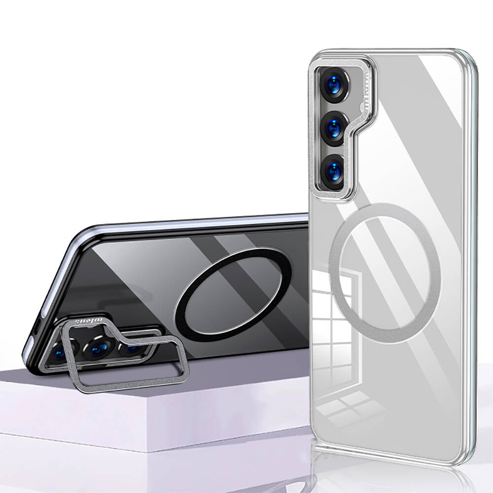 Galaxy S24 Kılıf Magsafe Şarj Özellikli Wlons Standlı Efsane Kapak Mor