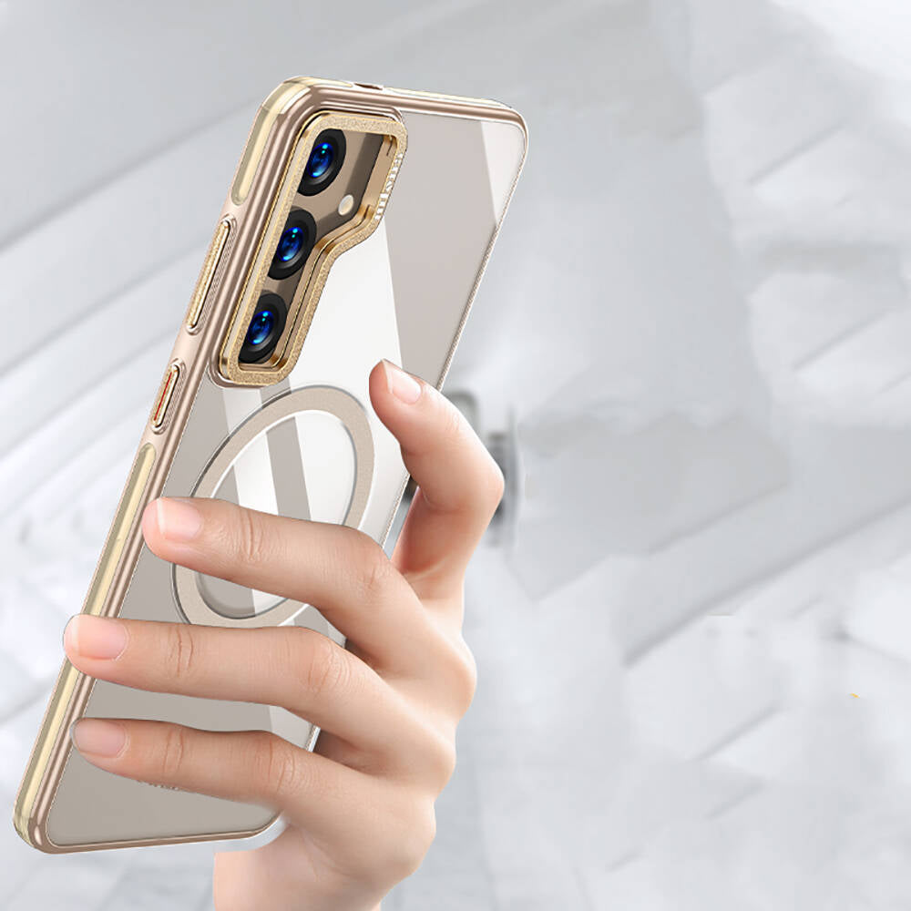 Galaxy S24 Kılıf Magsafe Şarj Özellikli Wlons Standlı Efsane Kapak Gold