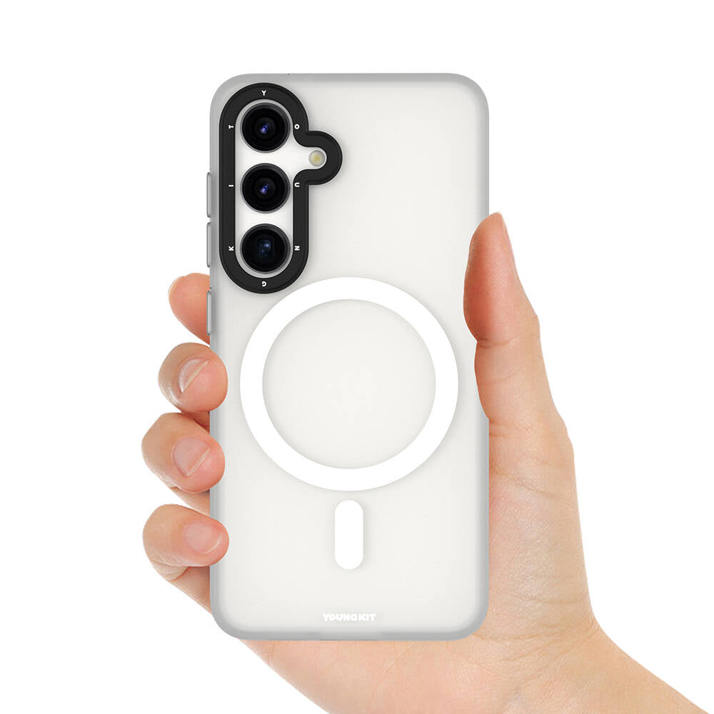 Galaxy S24 Kılıf Magsafe Şarj Özellikli Youngkit Hidden Sand Serisi Kapak Siyah