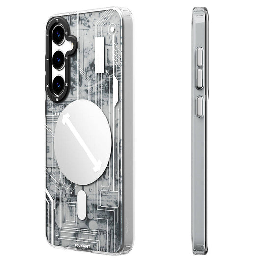 Galaxy S24 Kılıf Magsafe Şarj Özellikli YoungKit Technology Serisi Kapak Beyaz
