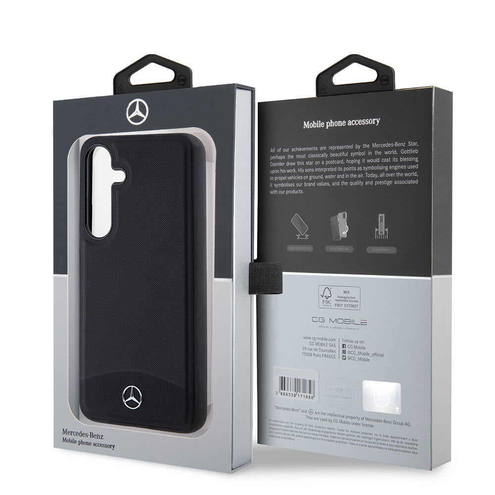 Galaxy S24 Kılıf Mercedes Benz Orjinal Lisanslı Magsafe Şarj Özellikli Deri Dokumalı Sade Kapak Siyah