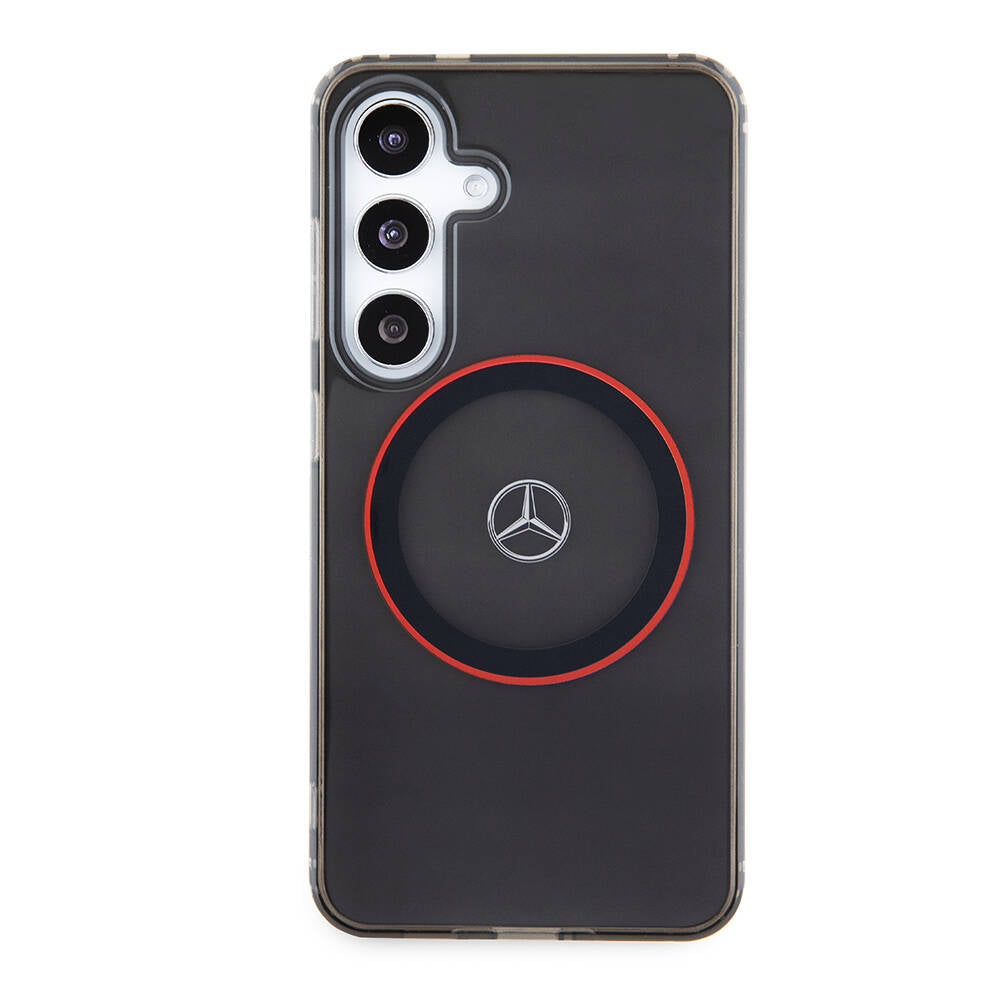 Galaxy S24 Kılıf Mercedes Benz Orjinal Lisanslı Magsafe Şarj Özellikli IML Yıldız Logolu Red Ring Kapak Siyah