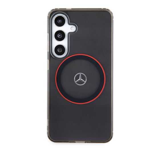 Galaxy S24 Kılıf Mercedes Benz Orjinal Lisanslı Magsafe Şarj Özellikli IML Yıldız Logolu Red Ring Kapak Siyah