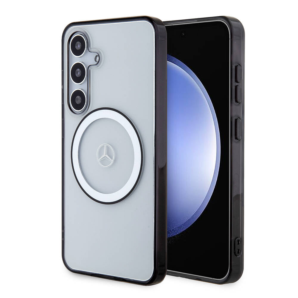 Galaxy S24 Kılıf Mercedes Benz Orjinal Lisanslı Magsafe Şarj Özellikli PC TPU Transparan Black Ring Kapak Renksiz