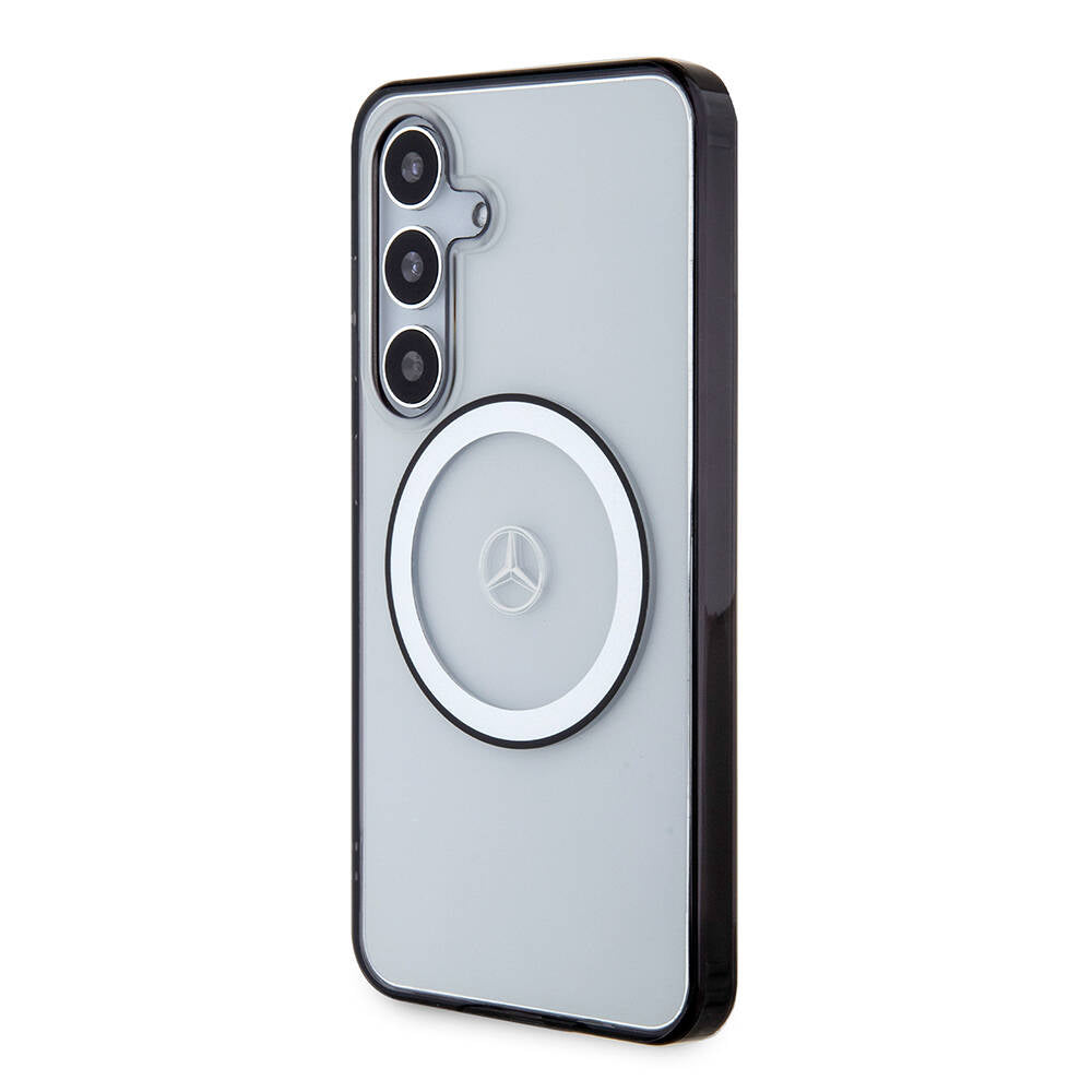 Galaxy S24 Kılıf Mercedes Benz Orjinal Lisanslı Magsafe Şarj Özellikli PC TPU Transparan Black Ring Kapak Renksiz